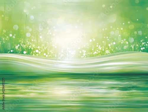 Obraz na płótnie Serene Green Meadow Landscape Abstract Spring Nature Background with Soft Light and Blurred Grass w salonie
