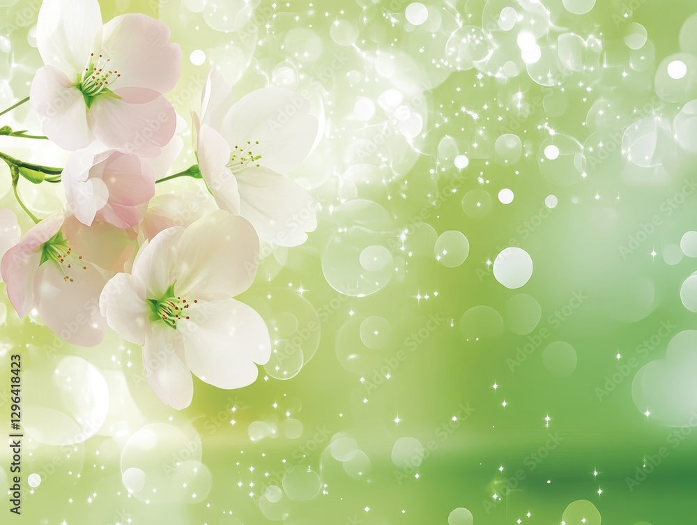 Delicate Spring Blossoms on Light Green Bokeh Background Floral Springtime Nature Wallpaper