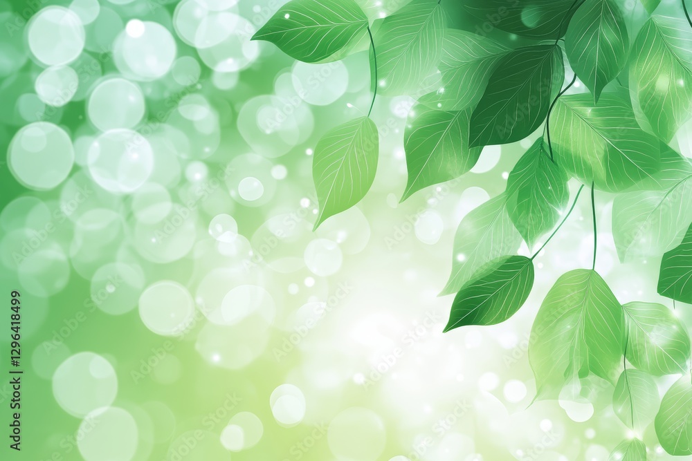 Lush Green Leaves and Bokeh Background Spring Nature Scene Fresh Foliage Vibrant Greenery