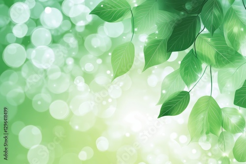 Obraz na płótnie Lush Green Leaves and Bokeh Background Spring Nature Scene Fresh Foliage Vibrant Greenery w salonie