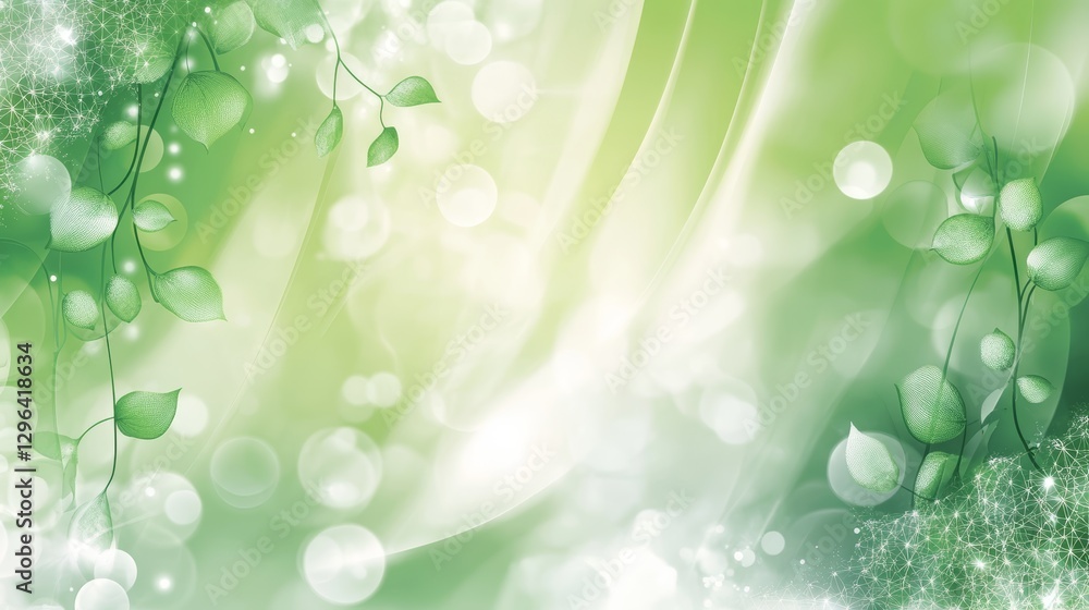 Serene Green Nature Background Abstract Leaves Bokeh and Soft Light Effects