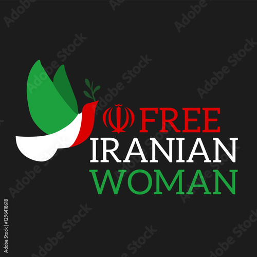Free Iranian Woman With Dove Symbol Perfect for Woman Solidarity