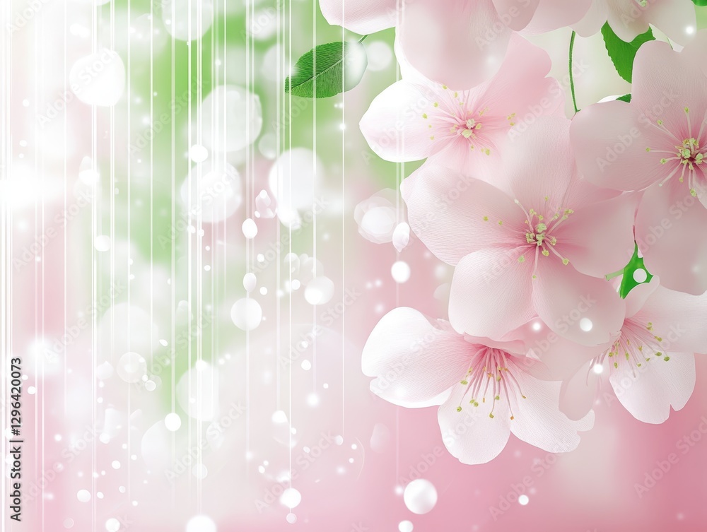 Delicate Pink Blossom Flowers Spring Floral Background Soft Bokeh Lights Nature Beauty