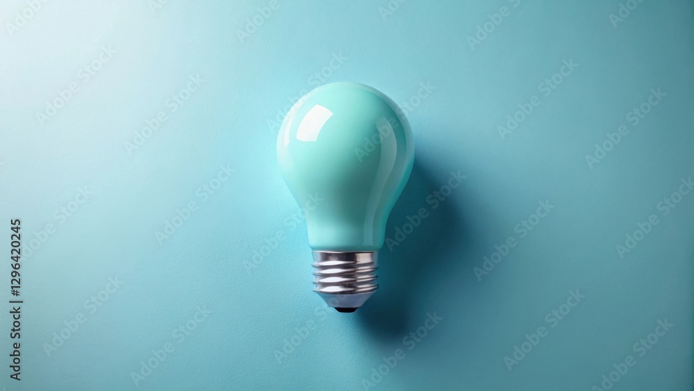 A Single Pastel Light Bulb on a Smooth, Light Blue Background, Representing Innovation and New Ideas A Single Pastel Light Bulb on a Smooth, Light Blue Background, Representing Innovation and New Ideas