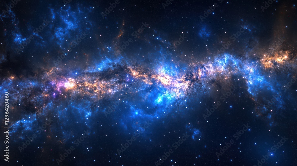 Naklejka premium Cosmic Nebula Celestial Cloudscape, Star Formation, Deep Space Exploration