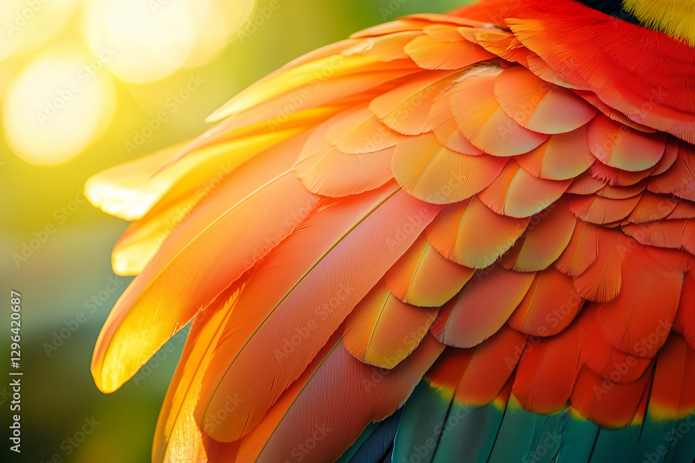 Obraz premium Colorful bird feathers glowing in sunlight