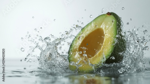 Avocado Splashes in Water Creating Dynamic Visual Effects