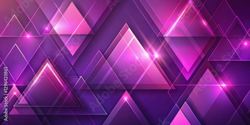 Abstract Purple and Pink Geometric Shapes with Glowing Effects and Subtle Lines