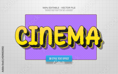 Cinema yellow 3d style text effect editable