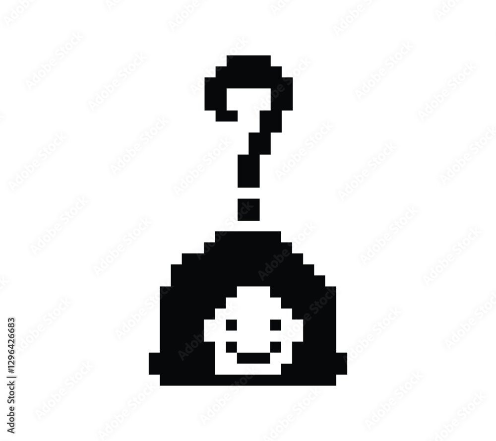 Obraz premium Cute pixel cartoon character woman with question mark decoration 8 bit female girl lady confused idea question mark think questionnaire choose cartoon pixel game 8bit png vector.