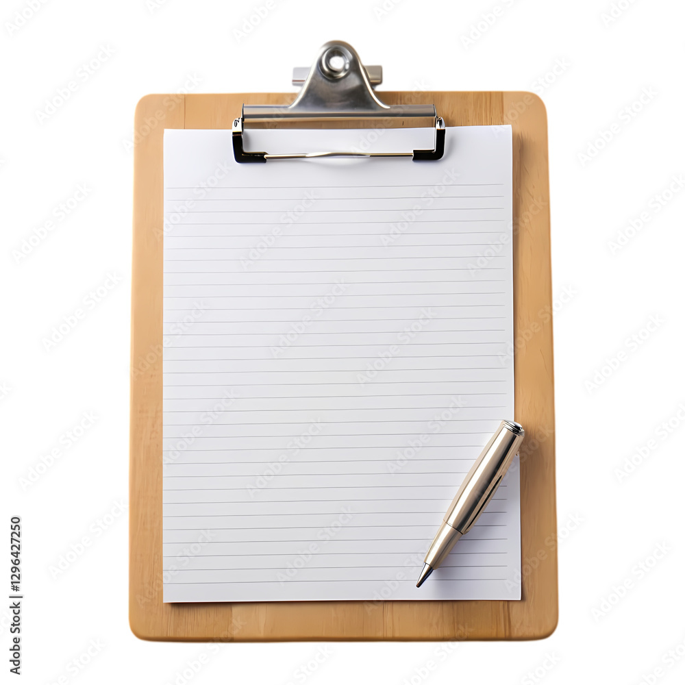 Wooden Clipboard & Paper on transparent background Wooden Clipboard & Paper on transparent background
