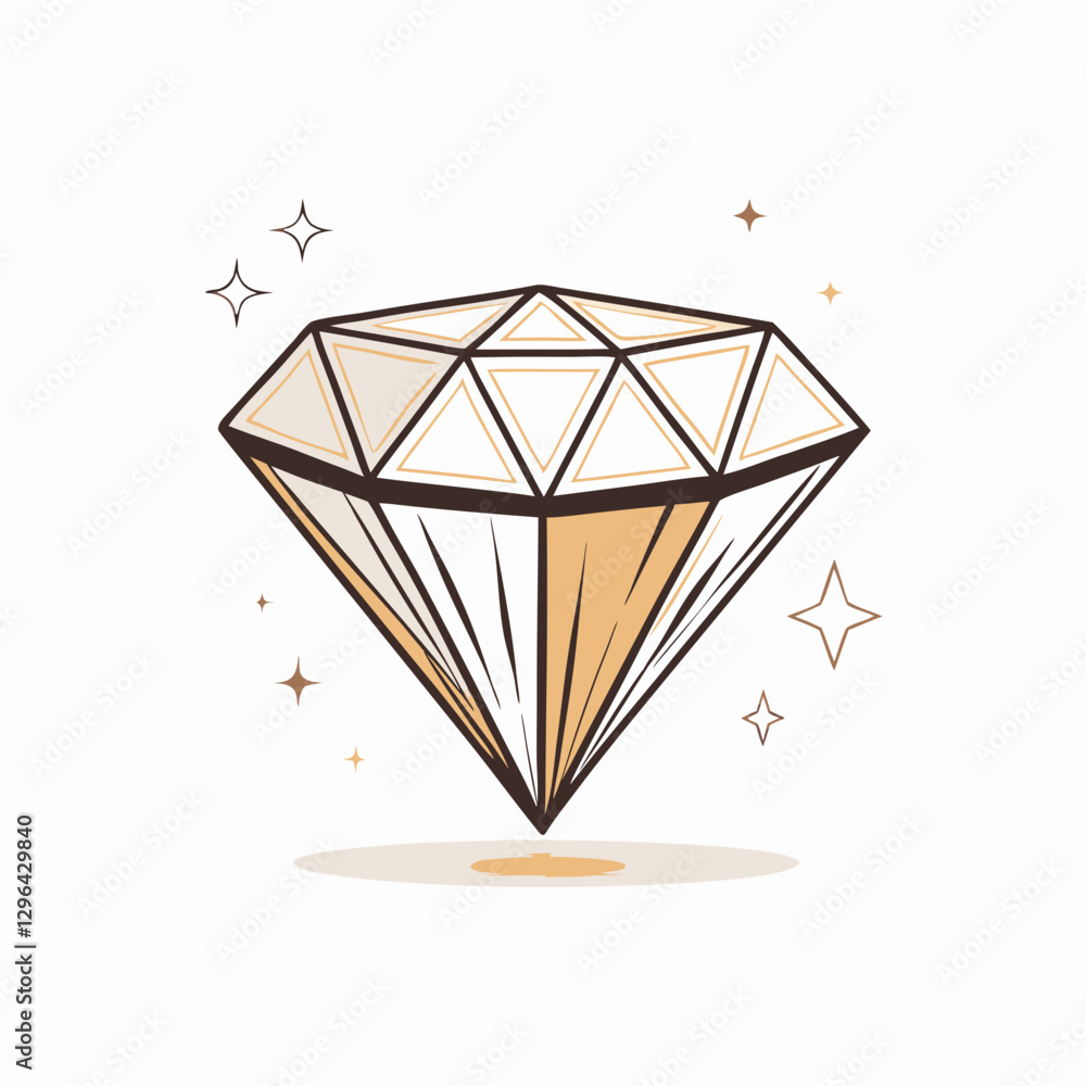 Shiny diamond illustration with sparkles, luxury and elegance Shiny diamond illustration with sparkles, luxury and elegance