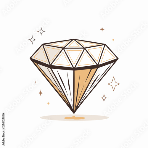 Shiny diamond illustration with sparkles, luxury and elegance