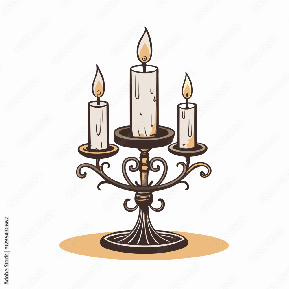Elegant candle holder with three candles, warm ambiance Elegant candle holder with three candles, warm ambiance