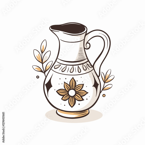 Decorative ceramic jug with floral design, artistic elegance