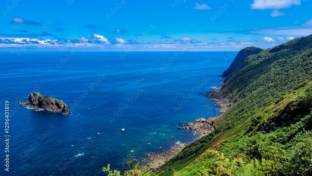 Scenic Coastal View of the Basque Country, Spain with Rugged Cliffs Scenic Coastal View of the Basque Country, Spain with Rugged Cliffs