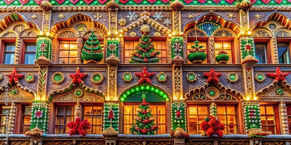 Obraz premium Festive Christmas Cookie Pattern: Architectural Detail & Delicious Holiday Treats
