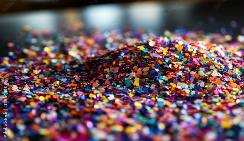 Fototapeta premium Vibrant Multicolored Glitter Pile on a Dark Background