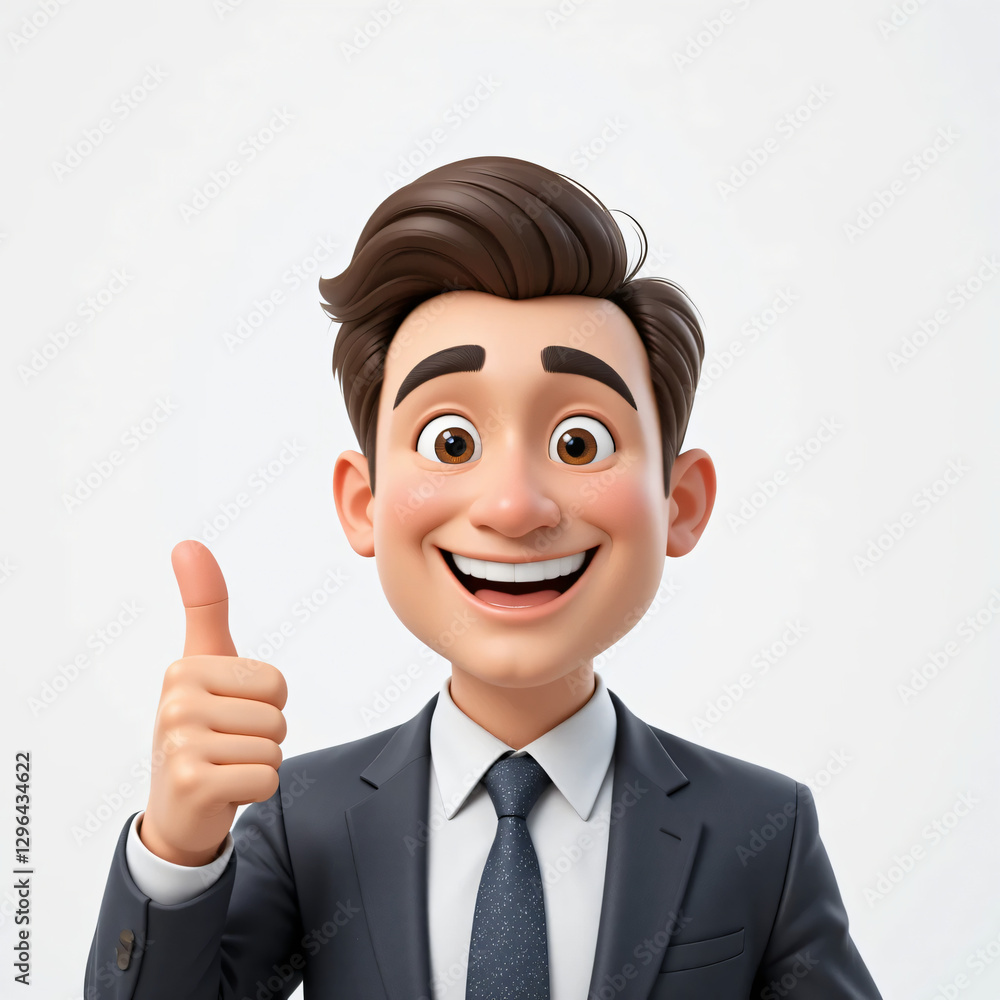 Cartoon Businessman Smiling Giving Thumbs Up Gesture in Suit and Tie Cartoon Businessman Smiling Giving Thumbs Up Gesture in Suit and Tie