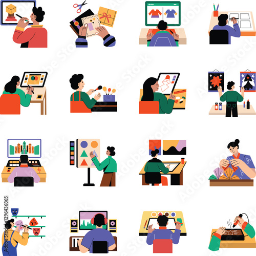 WebCollection of Artistic People Flat Illustrations


