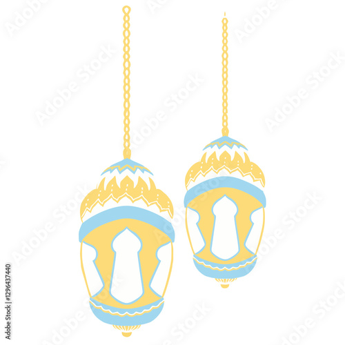 colorfull arabian lantern for decoration light street around mosque park