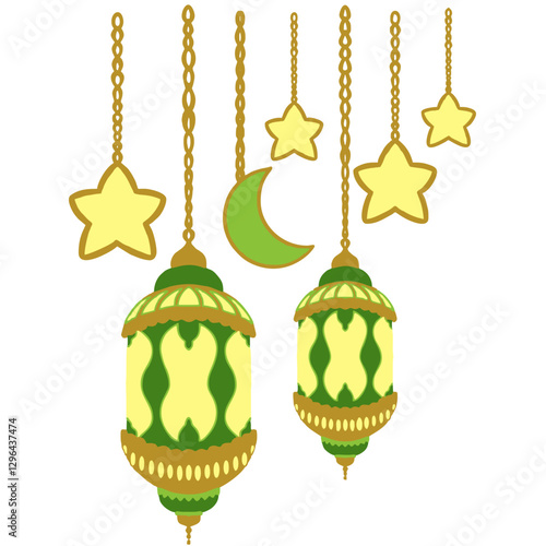 colorfull arabian lantern for decoration light street around mosque park