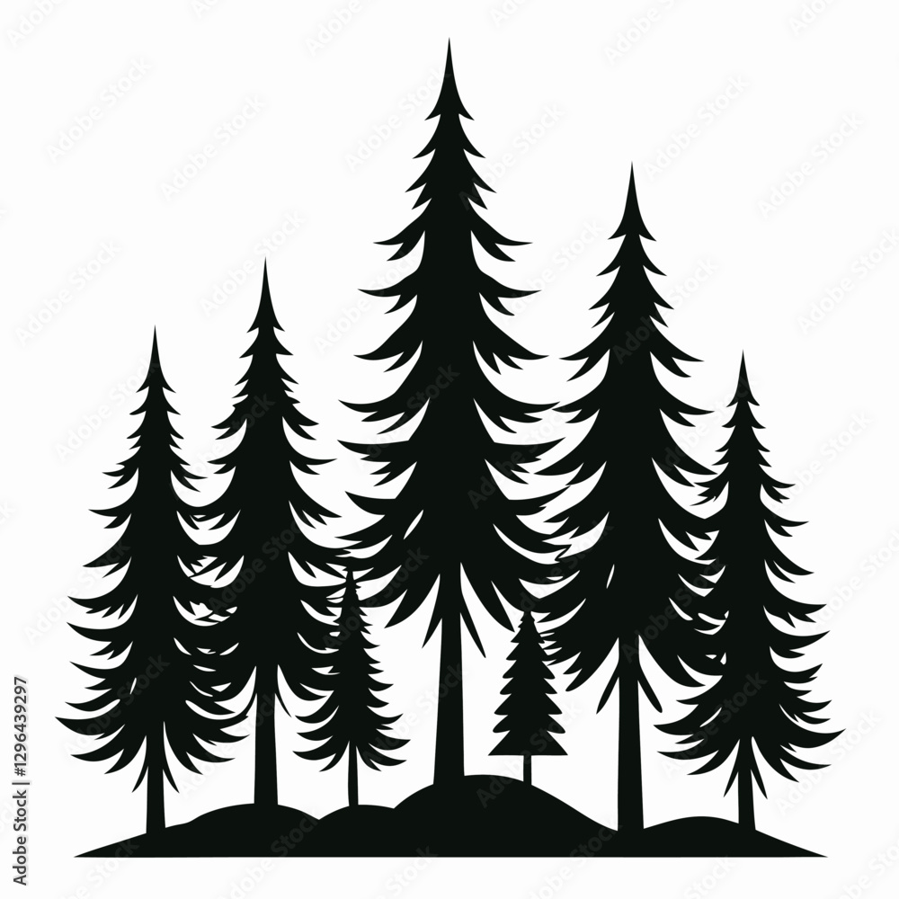 Fototapeta premium set of pine trees vector on white