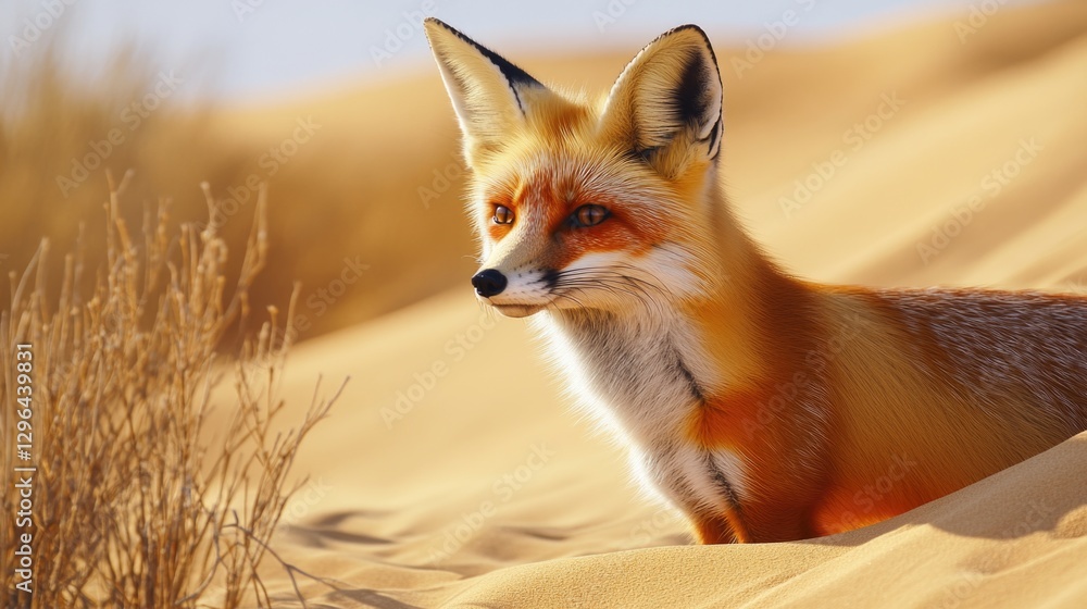 Fototapeta premium A red fox in the desert.