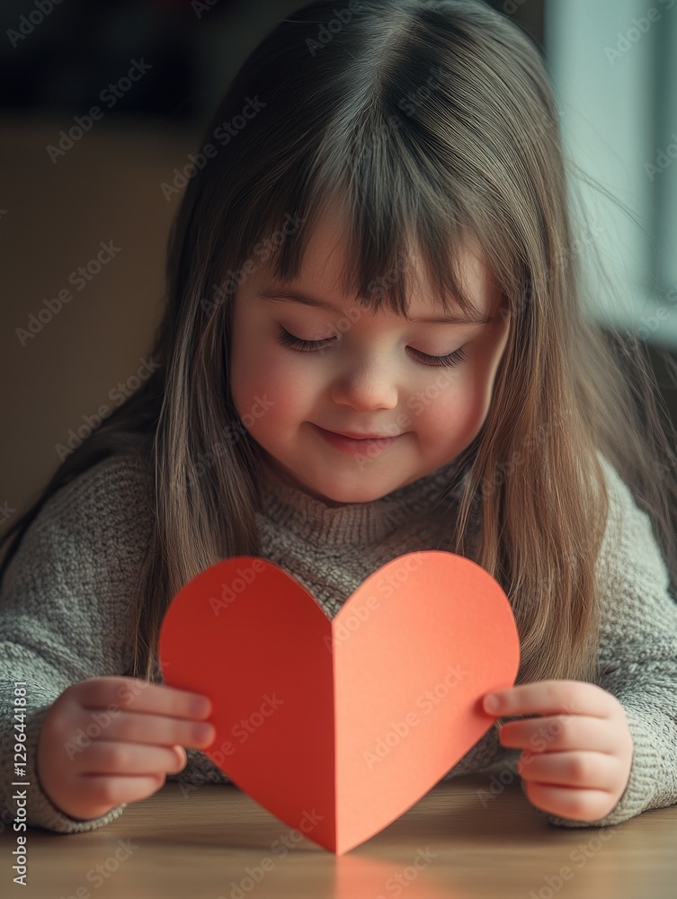 A young child holding a red heart, possibly related to love or Valentine's Day. A young child holding a red heart, possibly related to love or Valentine's Day.