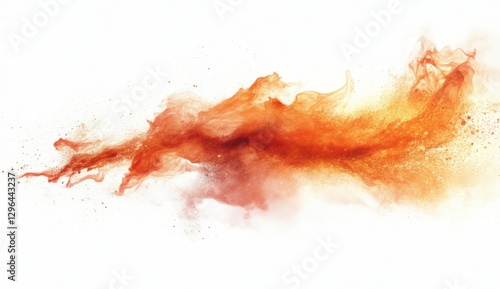Vibrant Orange and Red Smoke Wave on White Background for Art