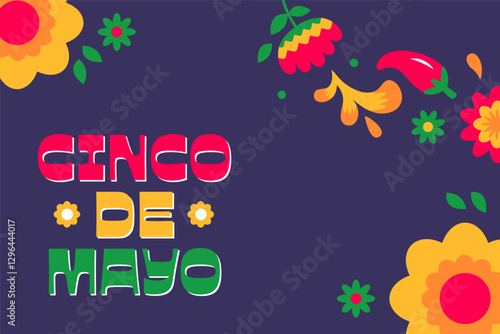 Cinco de Mayo Poster Horizontal Banner Background 