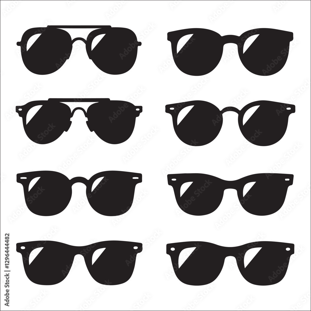 Vector set of sunglasses flat style silhouette
Vector set of sunglasses flat style silhouette