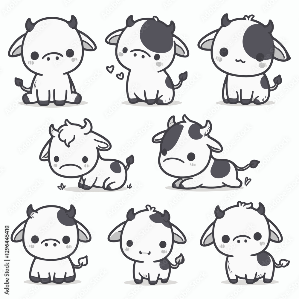 Fototapeta premium Hand-drawn Cute Hand Drawn cow illustrations 52 illustration in a detailed and artistic style
