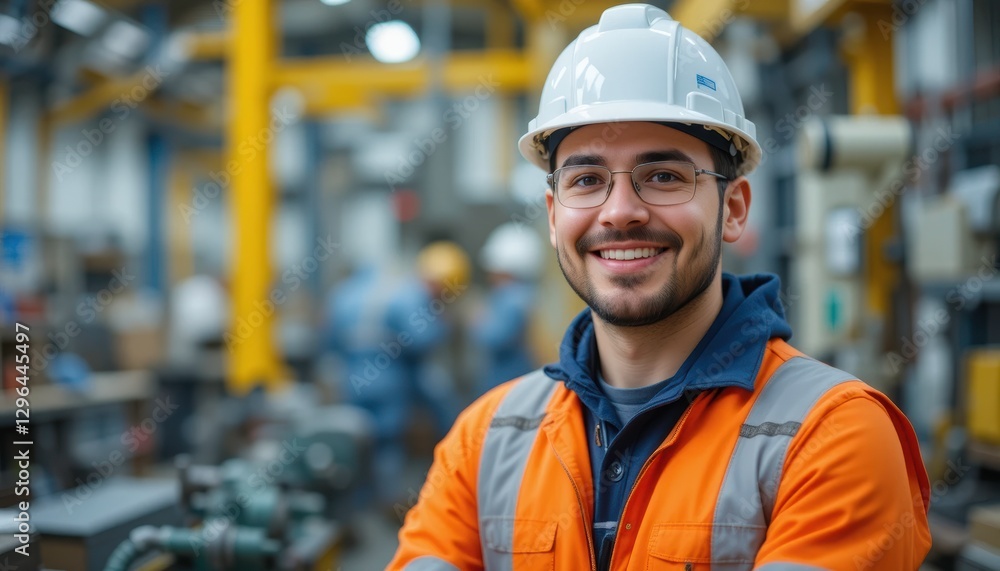Happy Industrial Worker in Factory - Authenticity Happy Industrial Worker in Factory - Authenticity
