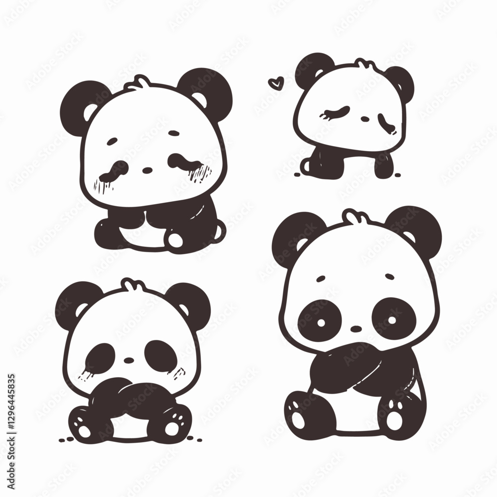 Hand-drawn cute hand drawn panda sketch 6454 illustration in a detailed and artistic style Hand-drawn cute hand drawn panda sketch 6454 illustration in a detailed and artistic style