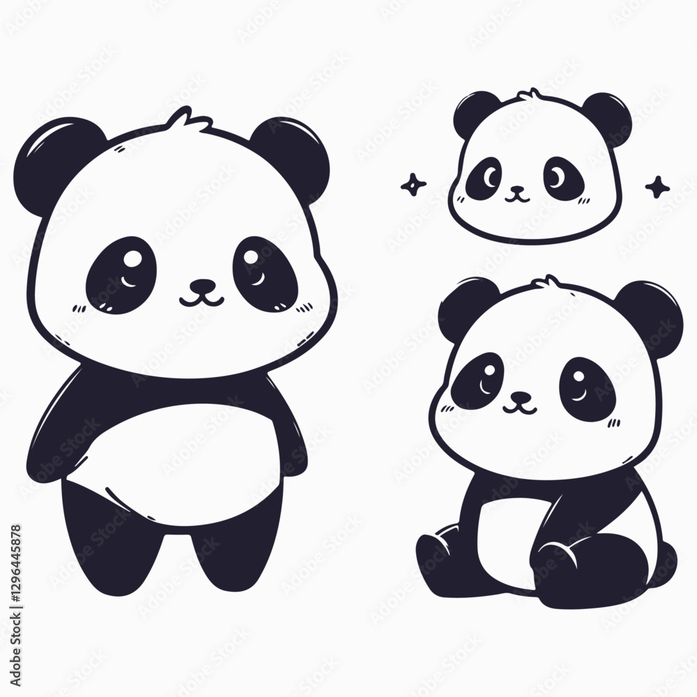 Naklejka premium Hand-drawn cute hand drawn panda sketch 645475 illustration in a detailed and artistic style