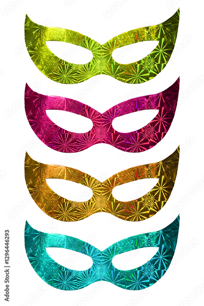 Fototapeta premium carnival costume mask with colorful confetti and streamers joyful brazilian party celebration on white background with space for text carnaval