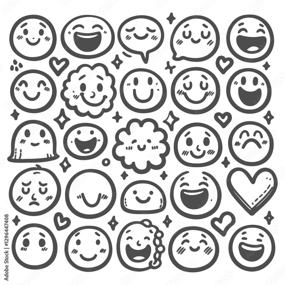 Fototapeta premium Hand-drawn Hand Drawn Emoji 03 illustration in a detailed and artistic style