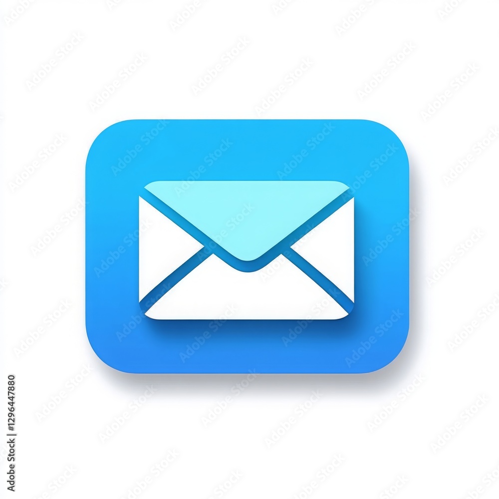 Blue envelope icon, light blue background Blue envelope icon, light blue background