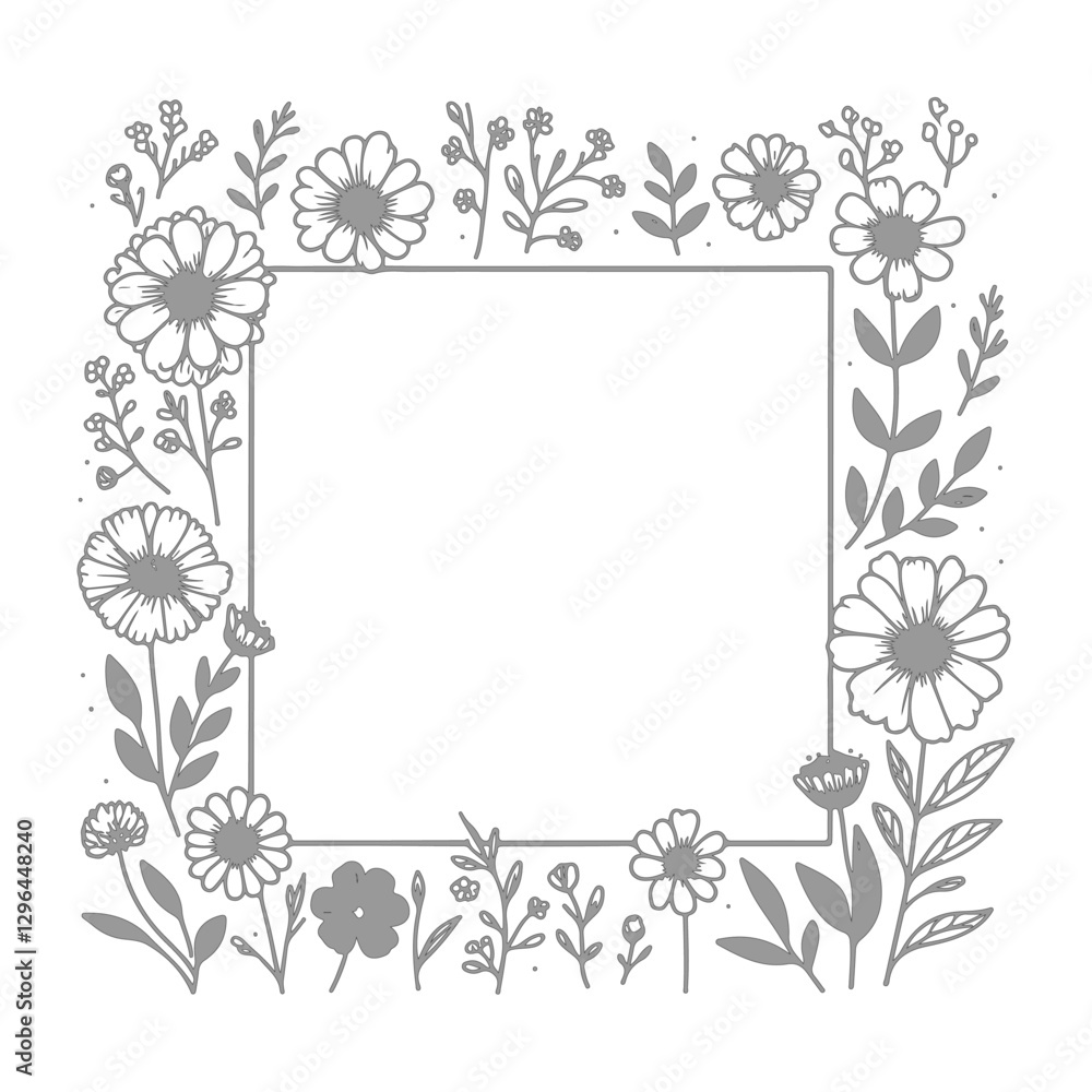 Fototapeta premium Hand Drawn Floral Frame 84 - detailed vector illustration of hand-drawn artwork