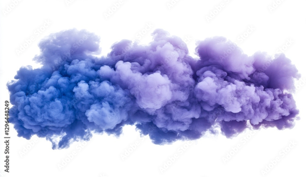 Fototapeta premium Colorful Purple and Blue Smoke Cloud on White Background