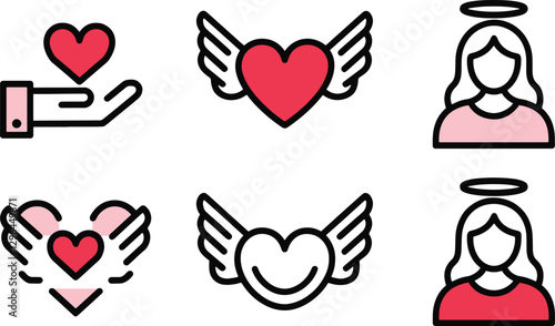 Altruism and benevolence logo icon set bundle illustration stock photos