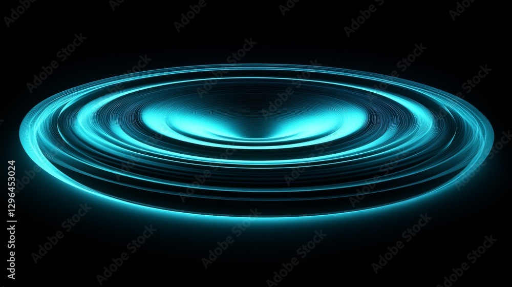 Abstract image displays a glowing teal energy vortex on black Abstract image displays a glowing teal energy vortex on black