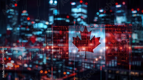 Canadian flag overlaying stock market data represents canada s economic landscape and performance
