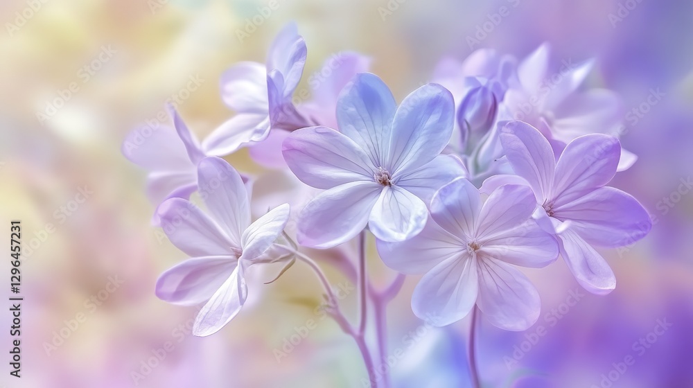 The gentle brushstrokes of the watercolor bring out the beauty and elegance of the flowers, creating a serene and charming visual effect The gentle brushstrokes of the watercolor bring out the beauty and elegance of the flowers, creating a serene and charming visual effect