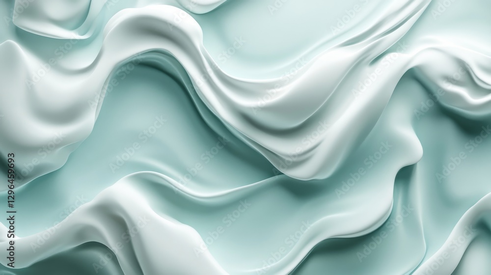Obraz premium Soft flowing fabric waves in shades of light blue and white