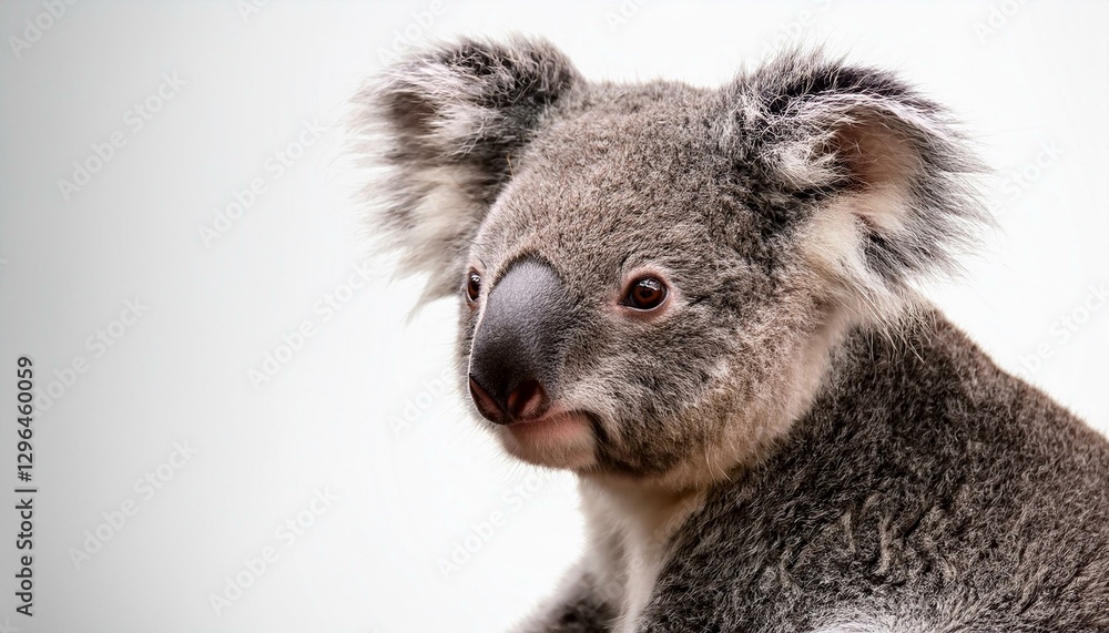 Obraz premium koala side view portrait on plain white background