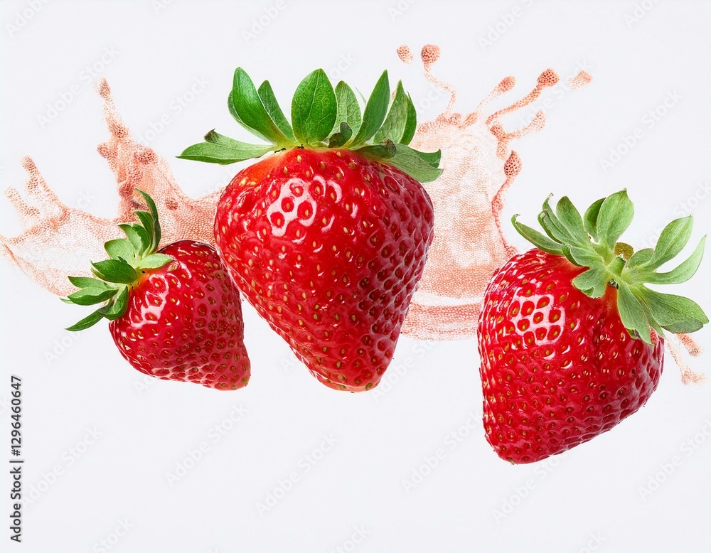 falling strawberries isolated on transparent or white background falling strawberries isolated on transparent or white background