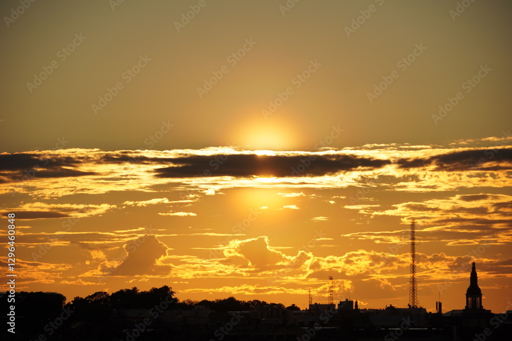 Fototapeta premium Goldener Sonnenuntergang in Stockholm