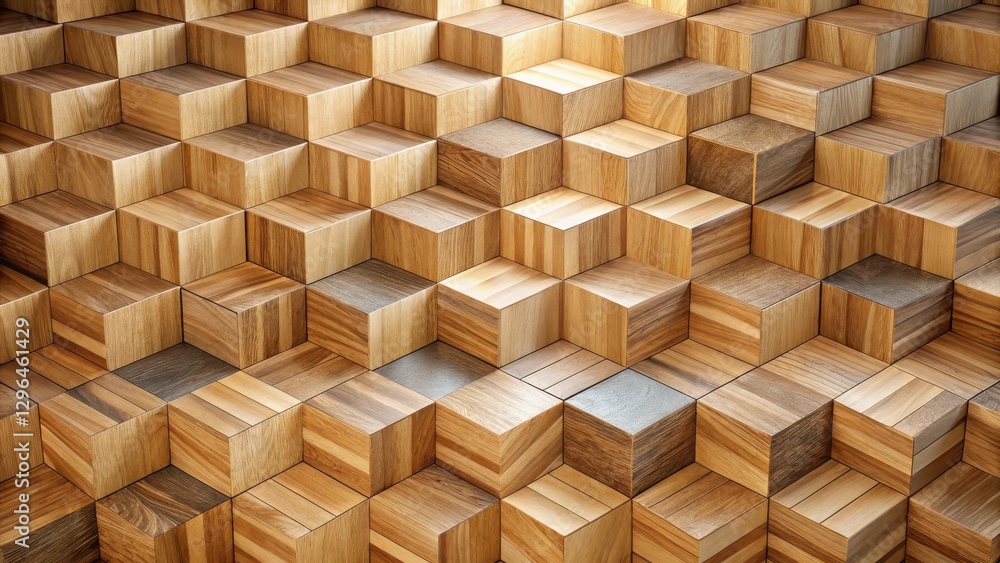 Abstract Wooden Cube Arrangement A Textured Background of Interlocking Blocks in Natural Tones Abstract Wooden Cube Arrangement A Textured Background of Interlocking Blocks in Natural Tones